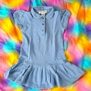 Bergdorf Goodman 4T Italian 100%cotton adorable puff sleeve blue polo dress